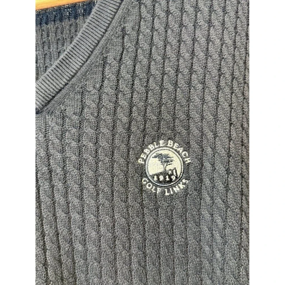 Pebble Beach Golf Sweater Vest Men's XL Black Cable Knit V-Neck Classic